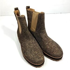 Madewell Ivy Brown Tan Calf Hair Lug Sole Chelsea Boot Size 9 NWOT